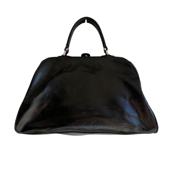 Jessica Simpson Rose Applique‎ Black Faux Leather Medium Satchel/Top Handle - Picture 5 of 12